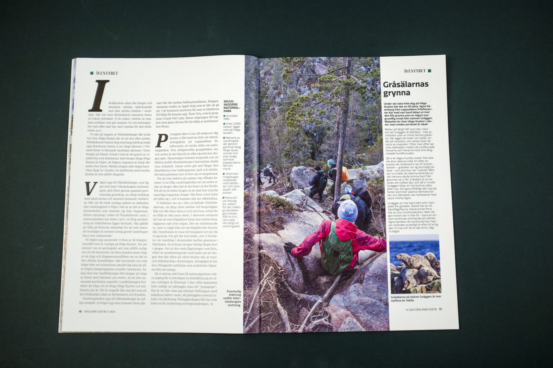 Spread of Finlands natur, a quarterly print magazine designed by KRUT