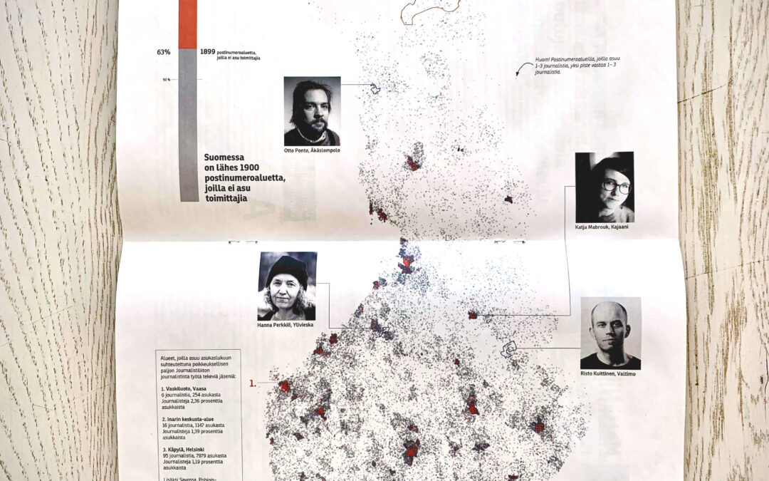 Missä Suomen journalistit asuvat? Visualisoimme tiedon pistetiheyskarttana